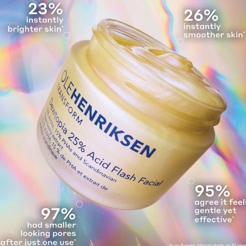 NEW OLEHENRIKSEN 
Dewtopia 25% AHA + PHA Flash Facial Exfoliating Face Mask